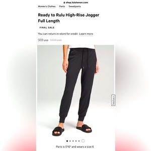 Lululemon ready to rulu high rise jogger